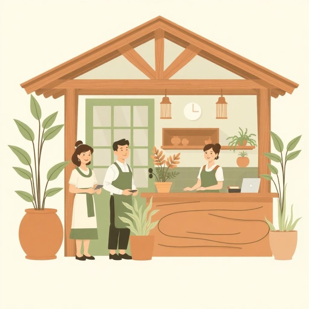 Warm hospitality team illustration